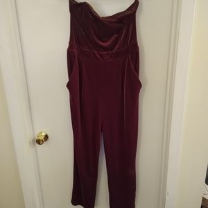 Wine colored velvet jump suit